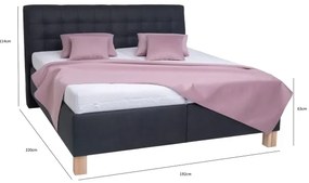 Kárpitozott ágy matraccal és tárolórekesszel VIOLET 180x200 cm antracit