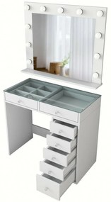 Verona White üveglapos kozmetikai asztal