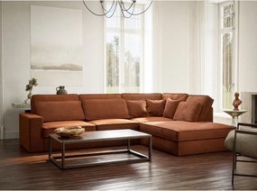 Rézszínű zsenília sarokkanapé (jobb oldali-L alakú) Kirou – Maison de Rêve