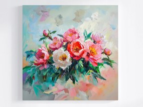 Poszter Természet Virågok Bazsarózsa Peonie Virågok Csokor 80x80