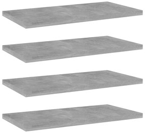 4 db betonszürke szerelt fa könyvespolc 40 x 20 x 1,5 cm