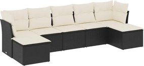 vidaXL 7 részes fekete polyrattan kerti ülőgarnitúra párnával