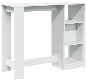 fehér szerelt bárasztal polccal 124 x 46 x 103,5 cm