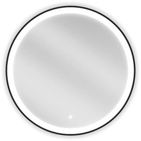 Mexen Esso kerek LED háttérvilágítású fürdőszobai tükör 70cm 6000K páramentes fűtőbetét fekete keret 9825-070-070-611-70