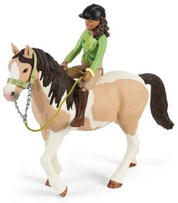 Schleich 42533 Sarah lóval és kisállatokkal kempingen, 24,5 x 19 x 6,6 cm
