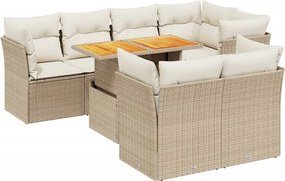 vidaXL 8 részes bézs polyrattan kerti ülőgarnitúra párnával