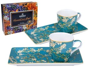 Van Gogh Mandulavirágzás porcelán csésze hosszúkás aljjal 75 ml 2 személyes