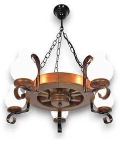 Brilagi - Csillár láncon ROATA 5xE14/40W/230V bükkfa/dió