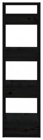 fekete tömör fenyőfa könyvszekrény/térelválasztó 41x35x125 cm
