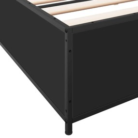 fekete szerelt fa és fém ágykeret 200 x 200 cm
