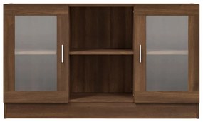 barna tölgy színű szerelt fa vitrinszekrény 120 x 30,5 x 70 cm