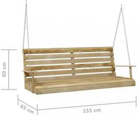 impregnált fenyőfa hintapad 155 x 65 x 60 cm