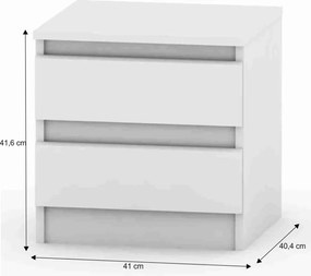 2 fiókos éjjeliszekrény, fehér, HANY NEW 002