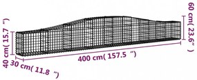 vidaXL 10 db íves horganyzott vas gabion kosár 400x30x40/60 cm