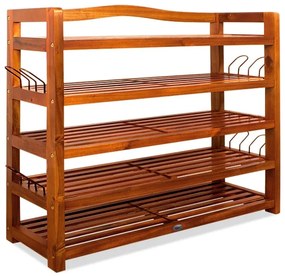RUSTIC cipőtartó polc, 5 polc, 95x26x82cm, természetes barna Casaria