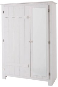 Fehér borovi fenyő ruhásszekrény tükörrel 120x170 cm Bertram – Støraa