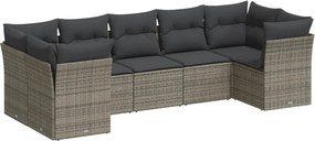 vidaXL 7 részes szürke polyrattan kerti ülőgarnitúra párnákkal