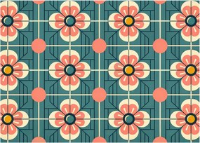 Üveg kép - Retro virágminta (70x50 cm)