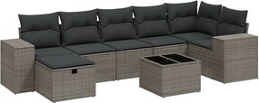 vidaXL 8 részes világosszürke polyrattan kerti ülőgarnitúra párnával