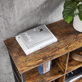 TV állvány 6 rekesszel, tárolópolc 120 x 80 x 33 cm, barna fekete