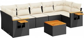 vidaXL 8 részes fekete polyrattan kerti ülőgarnitúra párnákkal