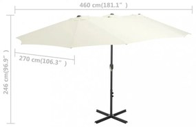 homokszínű kültéri napernyő alumíniumrúddal 460 x 270 cm