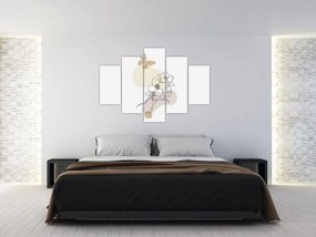 Kép - Bézs virágok pillangóval N⁰3 (150x105 cm)