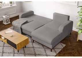 Világosszürke kordbársony sarokkanapé (jobb oldali) Beata – Ropez