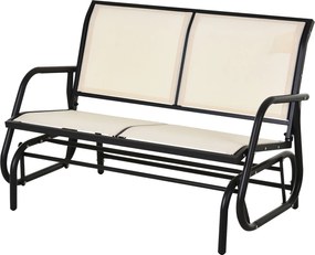 Outsunny Kétfős Hinta Pad 200 kg teherbírással, Fém Kerti Bútor, 120 x 70 x 85 cm, Fekete+Beige | Aosom