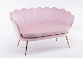 FREY Púderrózsaszín modern velúr kanapé arany lábbal