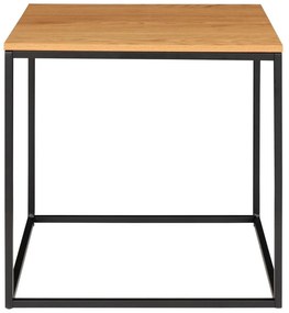 Vita tárolóasztal fekete acél kerettel és tölgyfa dekor asztallappal, 45 x 45 cm - House Nordic