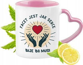 Vicces Rózsaszín Bögre Szív Alakú Füllel Ajándék