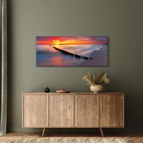 Kép - Naplemente, Balti tenger, Lengyelország (120x50 cm)