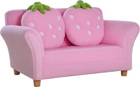 HOMCOM Gyermekkanapé Gyerek Szék Kanapé Bársony Sofà (Eper Kanapé) | Aosom