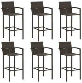 7 részes barna polyrattan kültéri bárszett kartámasszal