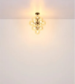 Globo 56146D Mennyezeti lámpa, fém matt fekete, borostyánszínű üveggolyók, ø: 395mm, M: 500mm, 13x G9 LED 4W 230V izzók nélkül