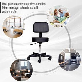 HOMCOM Fekete Magasságban Állítható Forgós Masszázs Szék Ergonomikus Támlával és Kerekekkel | Aosom