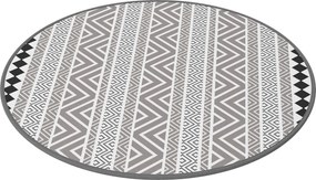 Outsunny Kerek Kültéri Szőnyeg Forgatható Mat, Vízhatlan Műanyag Szőnyeg Kertbe, Teraszra, Kempinghez, 180 cm, Szürke+Fekete | Aosom