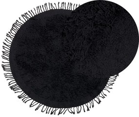 Fekete hosszú szálú szőnyeg ⌀ 140 cm BITLIS Beliani