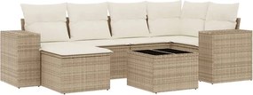 vidaXL 7 részes bézs polyrattan kerti ülőgarnitúra párnákkal