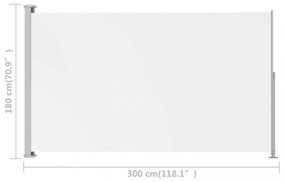 krémszínű behúzható oldalsó terasznapellenző 180 x 300 cm
