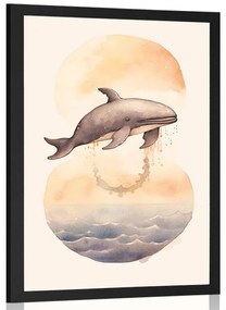 Plakát álmodozó bálna a naplementében