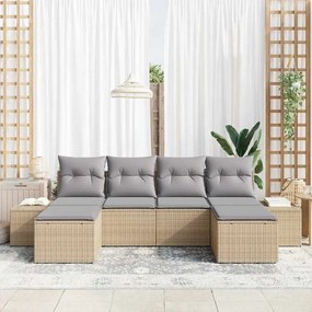Kerti Kanapé Szett 6 pcs bézs és világosszürke 184 x 62 x 85 cm