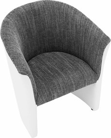 Klub fotel, fehér textilbőr / szürke szövet, CUBA