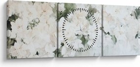 Kép - Fehér virág absztrakció (órával) (90x30 cm)
