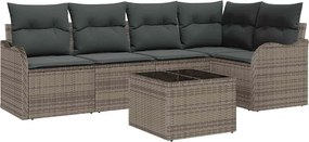 vidaXL Kerti Kanapé Szett párnával 6 pcs Szürke Poli rattan