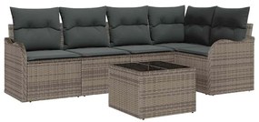 vidaXL Kerti Kanapé Szett párnával 6 pcs Szürke Poli rattan