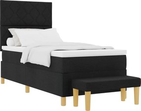 vidaXL Boxrugós ágy matracmal fejtámlával Fekete 100 x 200 cm szövet