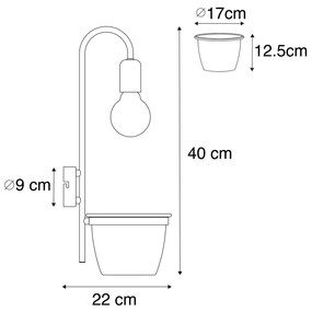Modern fali lámpa fekete üveggel - Roslini