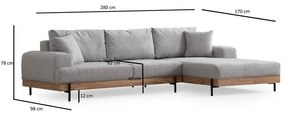 Sarokkanapé Eti Oak Jobbos - Szürke